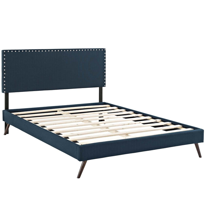 Macie Queen Fabric Platform Bed with Round Splayed Legs