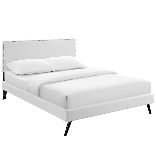 Macie King Vinyl Platform Bed with Round Splayed Legs image