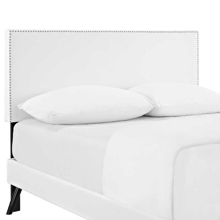 Macie King Vinyl Platform Bed with Round Splayed Legs