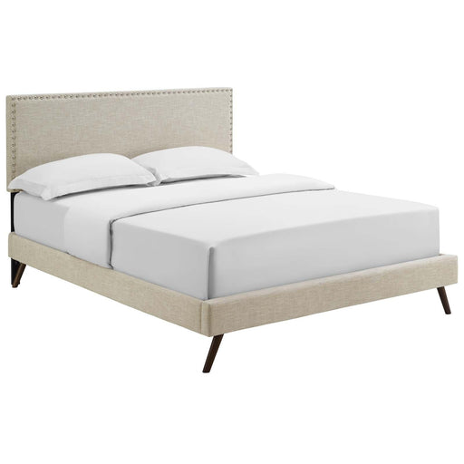 Macie King Fabric Platform Bed with Round Splayed Legs image