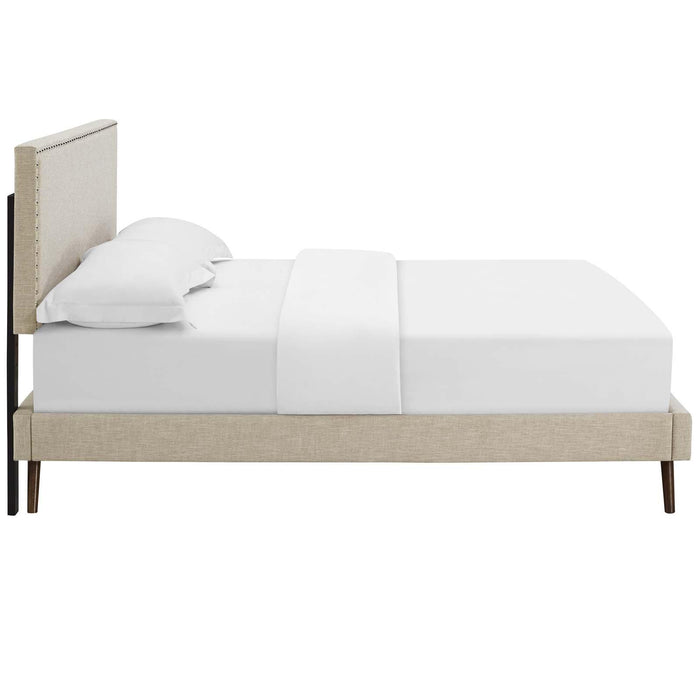 Macie Queen Fabric Platform Bed with Round Splayed Legs