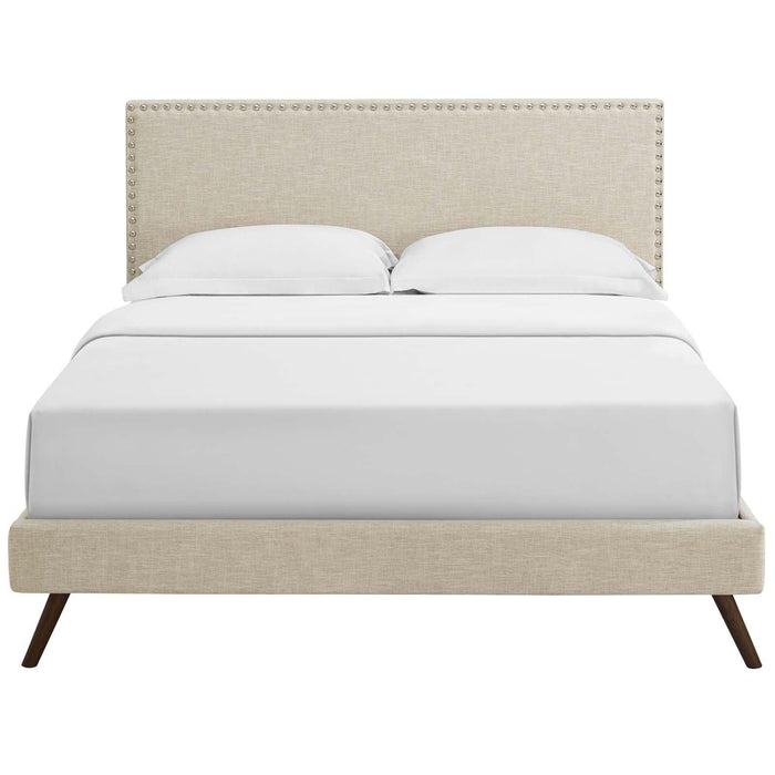 Macie King Fabric Platform Bed with Round Splayed Legs