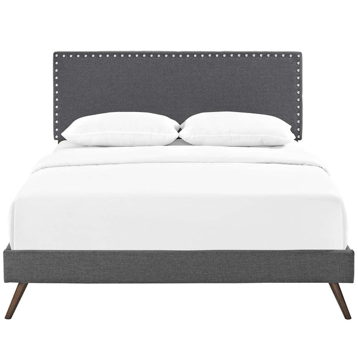 Macie Queen Fabric Platform Bed with Round Splayed Legs