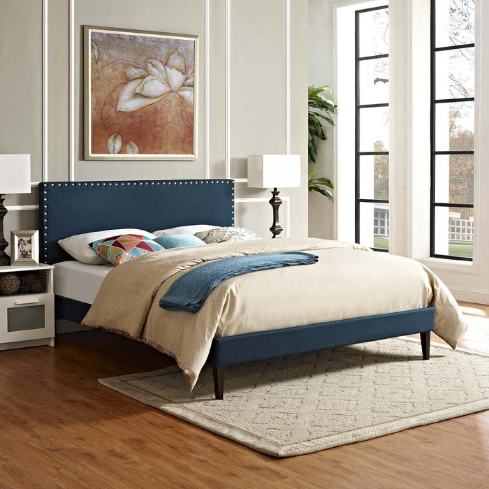 Macie Queen Fabric Platform Bed with Squared Tapered Legs