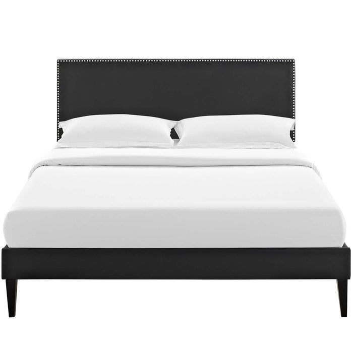 Macie King Vinyl Platform Bed with Squared Tapered Legs