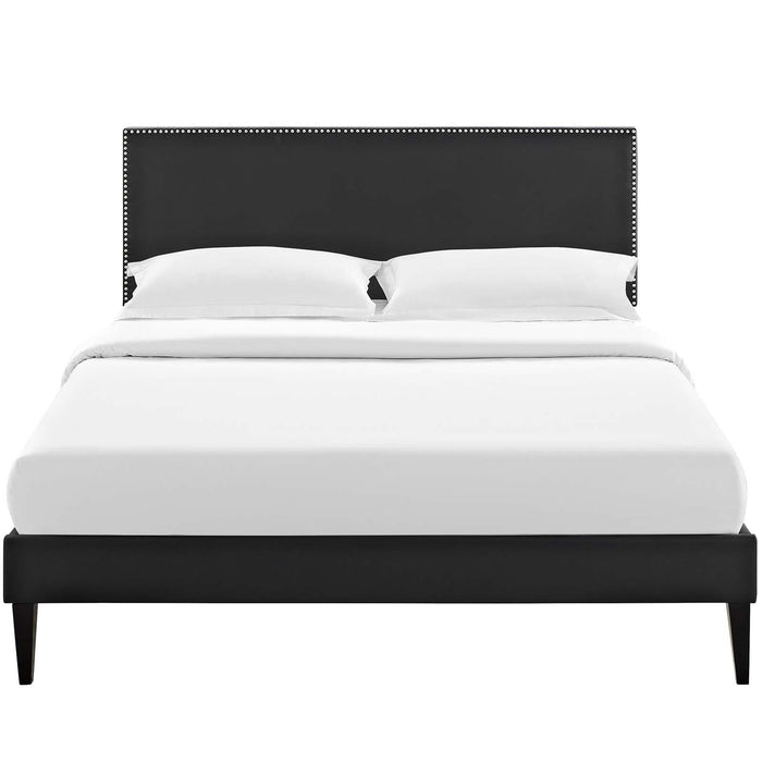 Macie Full Vinyl Platform Bed with Squared Tapered Legs