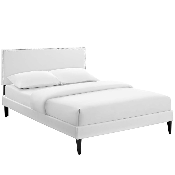 Macie King Vinyl Platform Bed with Squared Tapered Legs