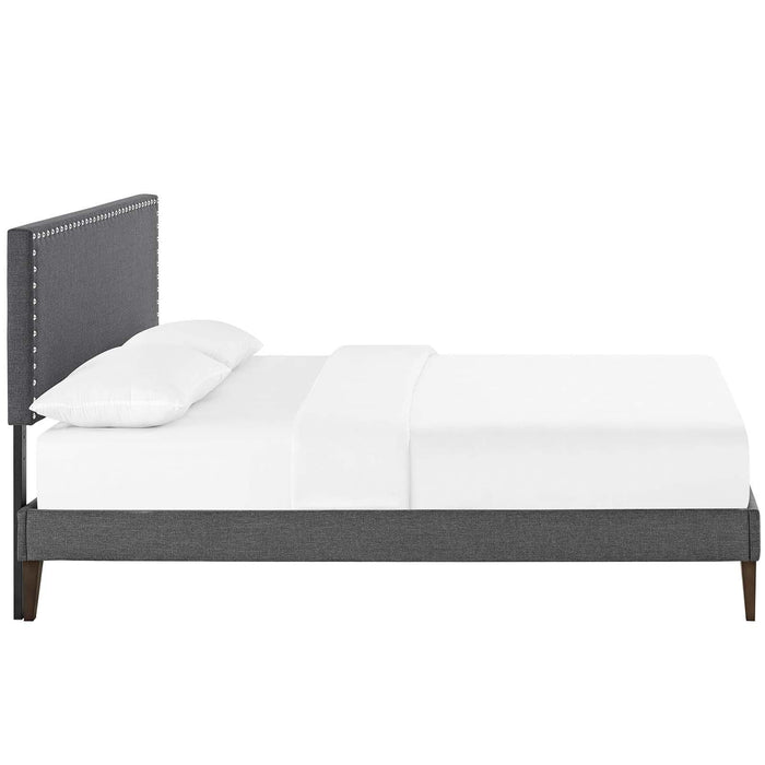 Macie Queen Fabric Platform Bed with Squared Tapered Legs