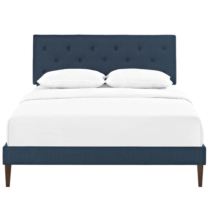 Tarah Queen Fabric Platform Bed with Squared Tapered Legs