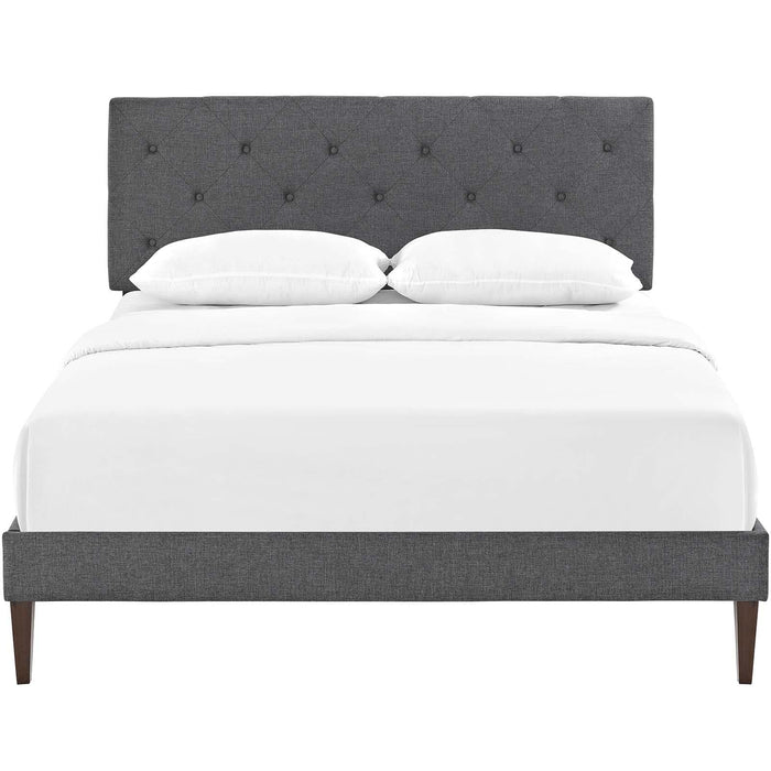 Tarah Queen Fabric Platform Bed with Squared Tapered Legs