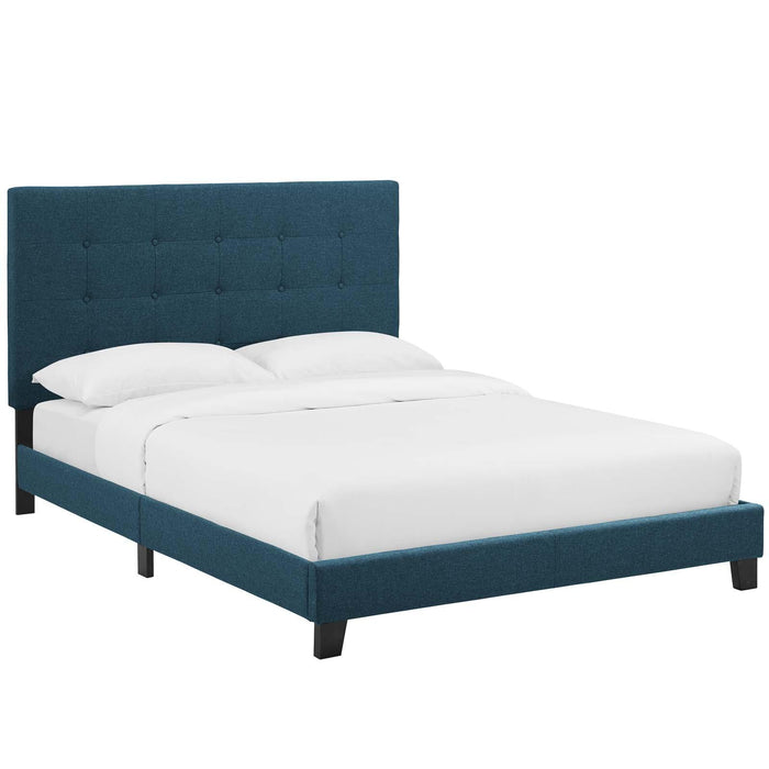 Melanie King Tufted Button Upholstered Fabric Platform Bed image