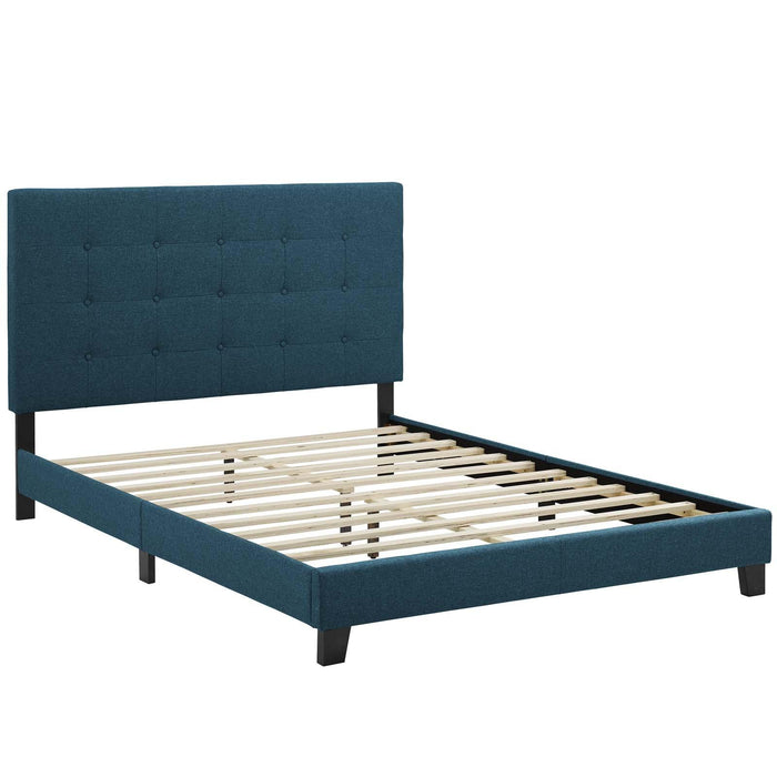 Melanie Full Tufted Button Upholstered Fabric Platform Bed