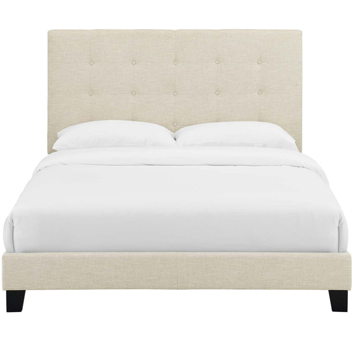 Melanie Twin Tufted Button Upholstered Fabric Platform Bed