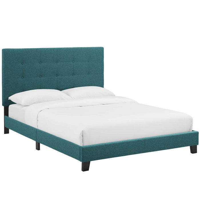 Melanie Twin Tufted Button Upholstered Fabric Platform Bed