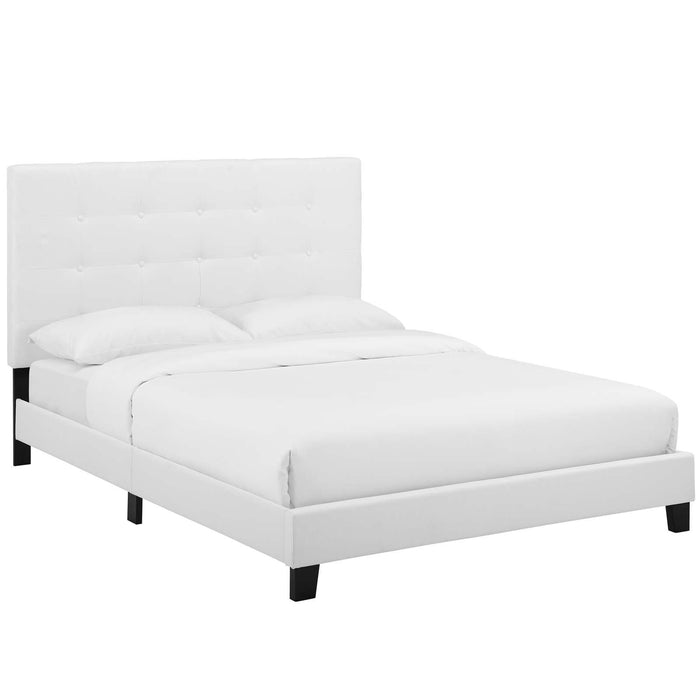 Melanie King Tufted Button Upholstered Fabric Platform Bed