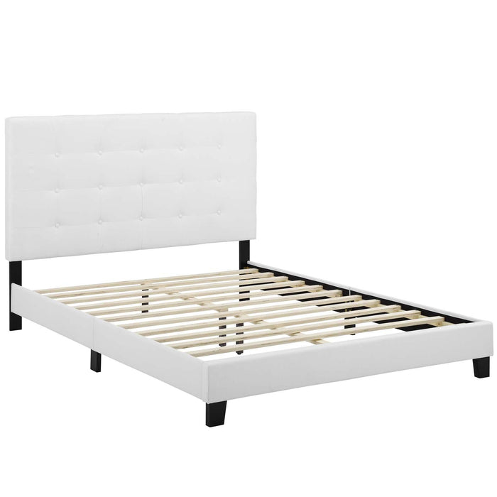 Melanie Twin Tufted Button Upholstered Fabric Platform Bed