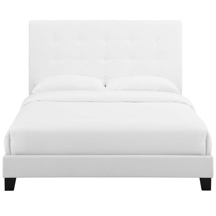 Melanie King Tufted Button Upholstered Fabric Platform Bed