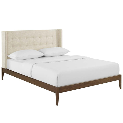 Hadley Queen Wingback Upholstered Polyester Fabric Platform Bed image