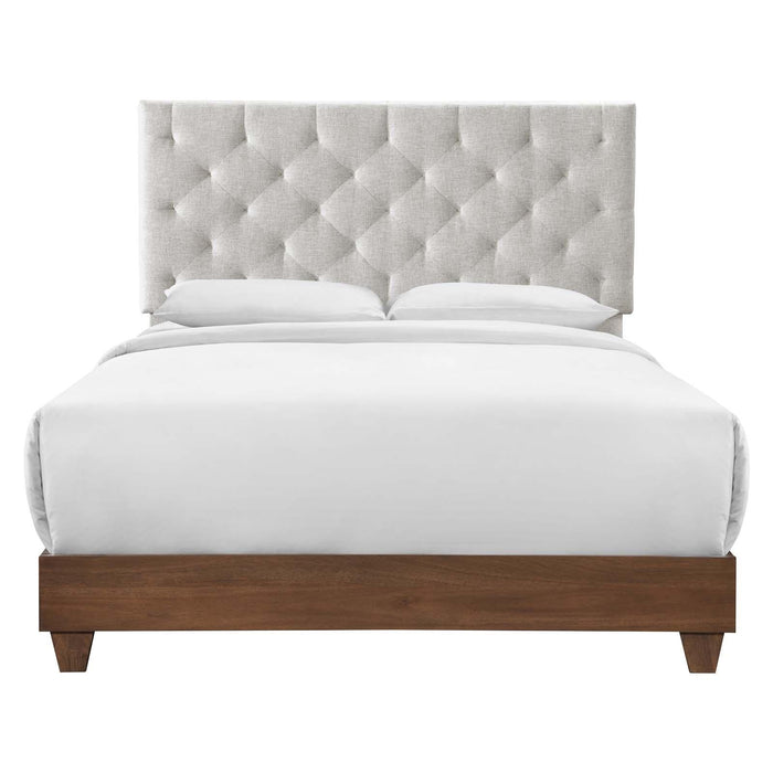 Rhiannon Diamond Tufted Upholstered Fabric Queen Bed image