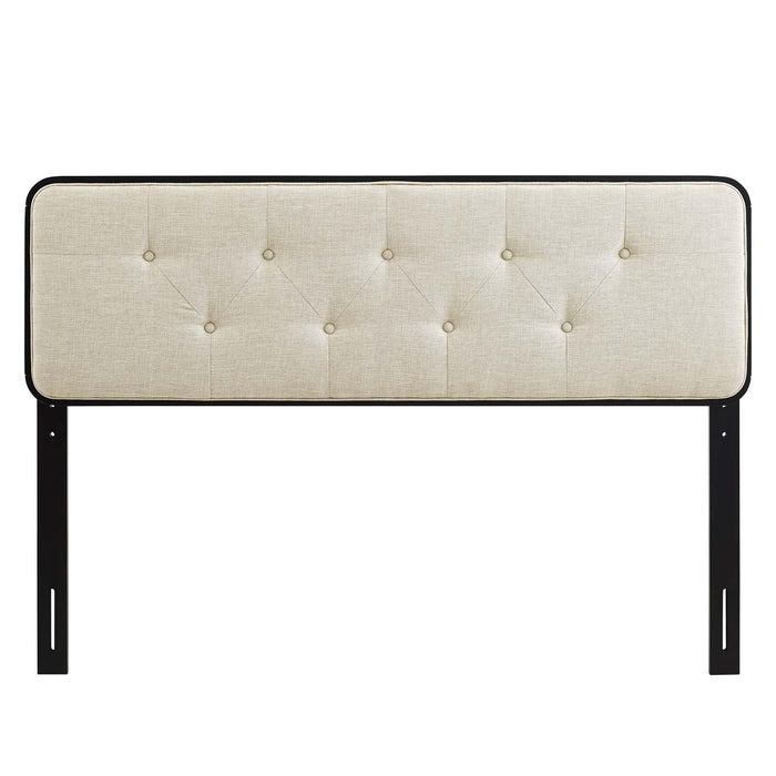 Collins Tufted Queen Fabric and Wood Headboard