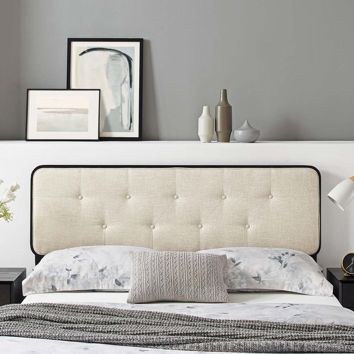 Collins Tufted Queen Fabric and Wood Headboard