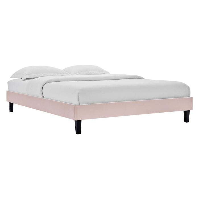 Reign Queen Performance Velvet Platform Bed Frame