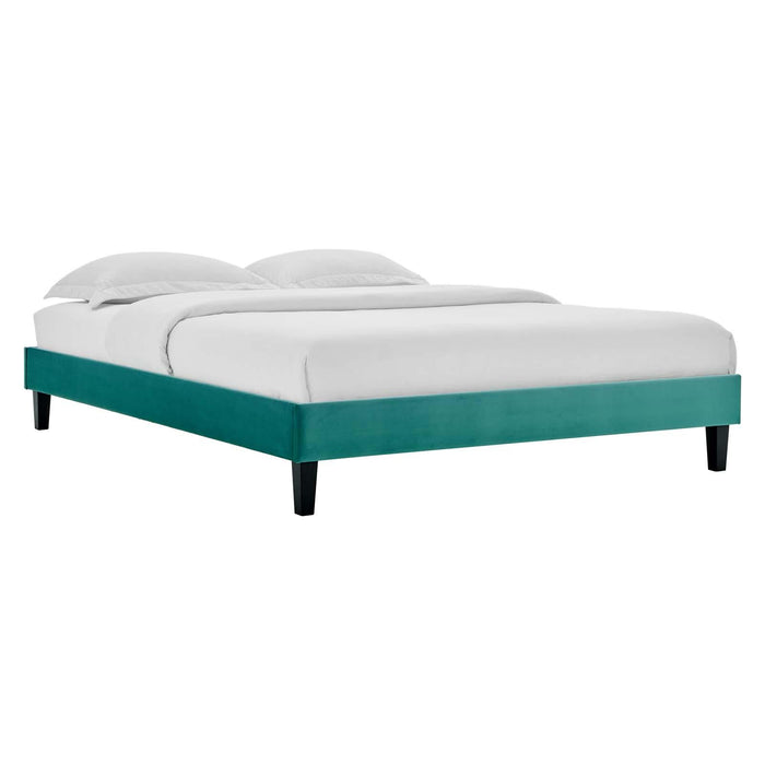 Reign Queen Performance Velvet Platform Bed Frame