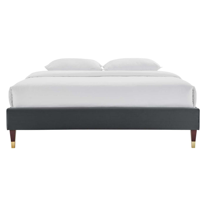 Harlow Twin Performance Velvet Platform Bed Frame