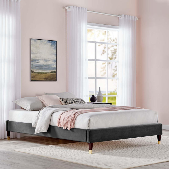 Harlow King Performance Velvet Platform Bed Frame