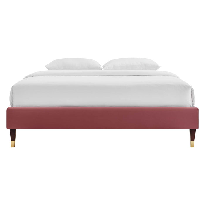 Harlow Queen Performance Velvet Platform Bed Frame