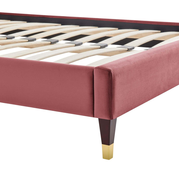 Harlow Twin Performance Velvet Platform Bed Frame