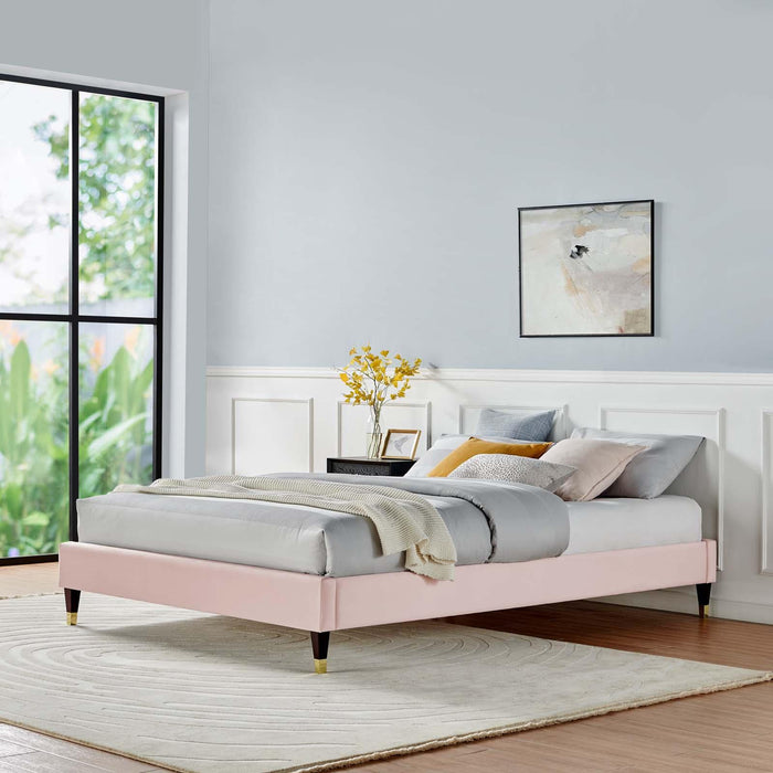 Harlow Queen Performance Velvet Platform Bed Frame