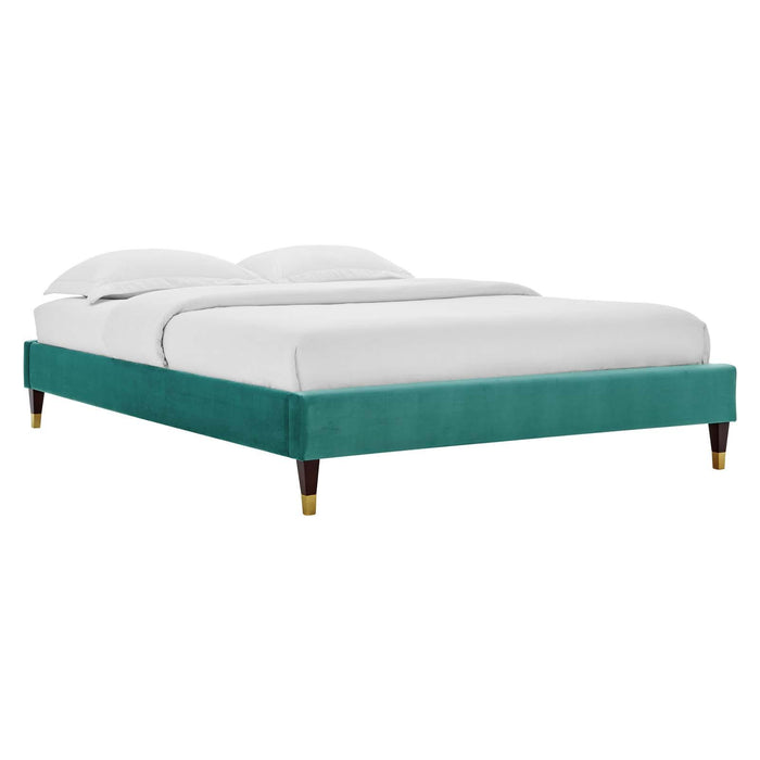 Harlow Twin Performance Velvet Platform Bed Frame