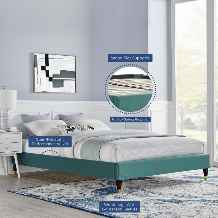 Harlow King Performance Velvet Platform Bed Frame