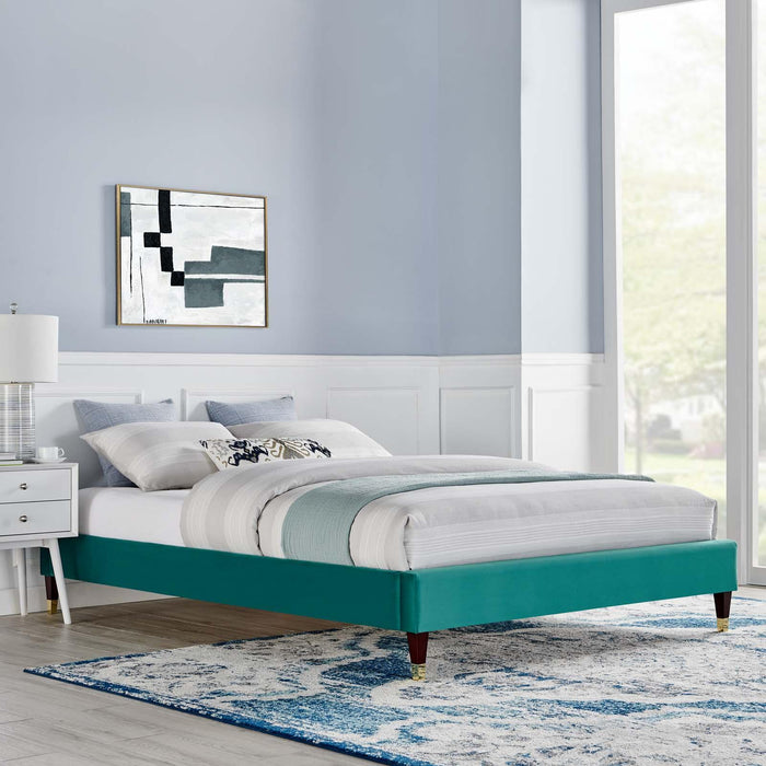 Harlow King Performance Velvet Platform Bed Frame