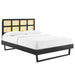 Sidney Cane and Wood Full Platform Bed With Angular Legs image