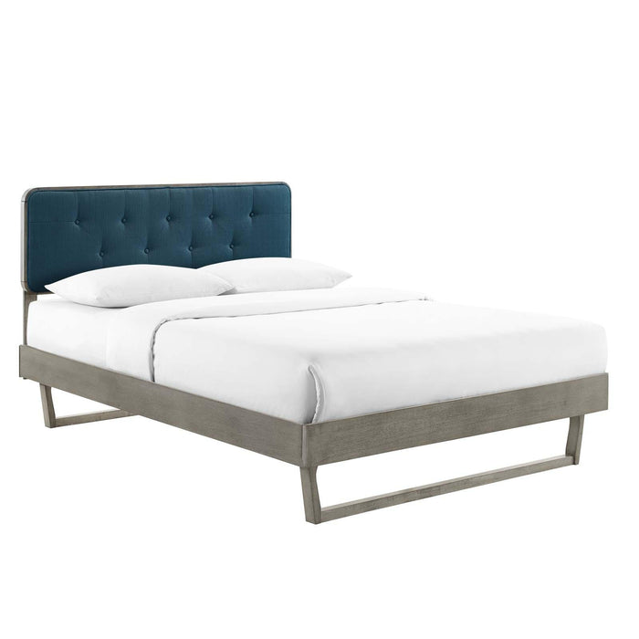 Bridgette Full Wood Platform Bed With Angular Frame