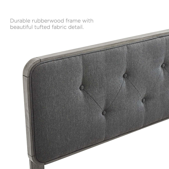 Collins Tufted Full Fabric and Wood Headboard