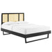 Kelsea Cane and Wood Queen Platform Bed With Angular Legs image