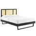 Kelsea Cane and Wood Full Platform Bed With Angular Legs image