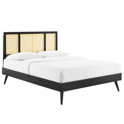 Kelsea Cane and Wood King Platform Bed With Splayed Legs image