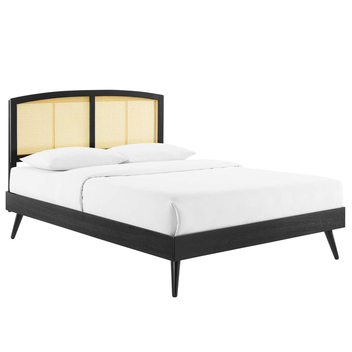 Sierra Cane and Wood Full Platform Bed With Splayed Legs image