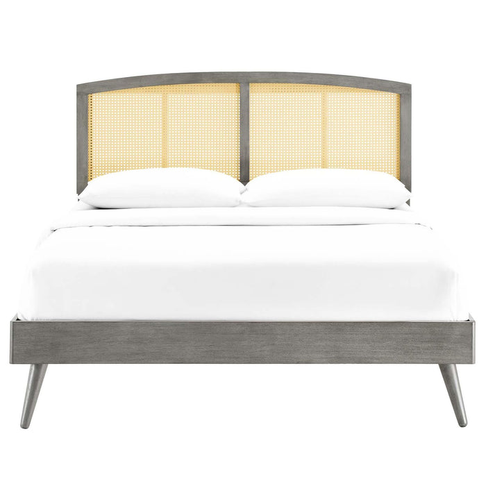 Sierra Cane and Wood Queen Platform Bed With Splayed Legs