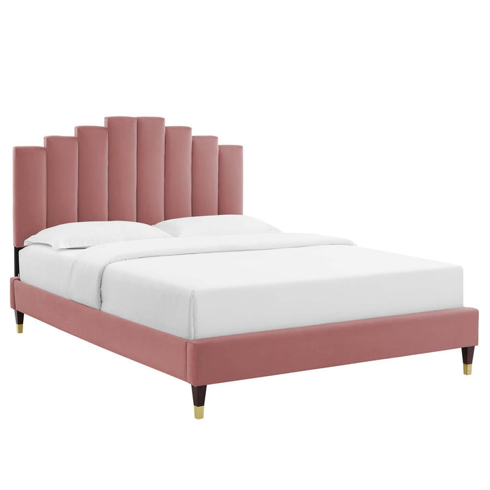 Elise Queen Performance Velvet Platform Bed