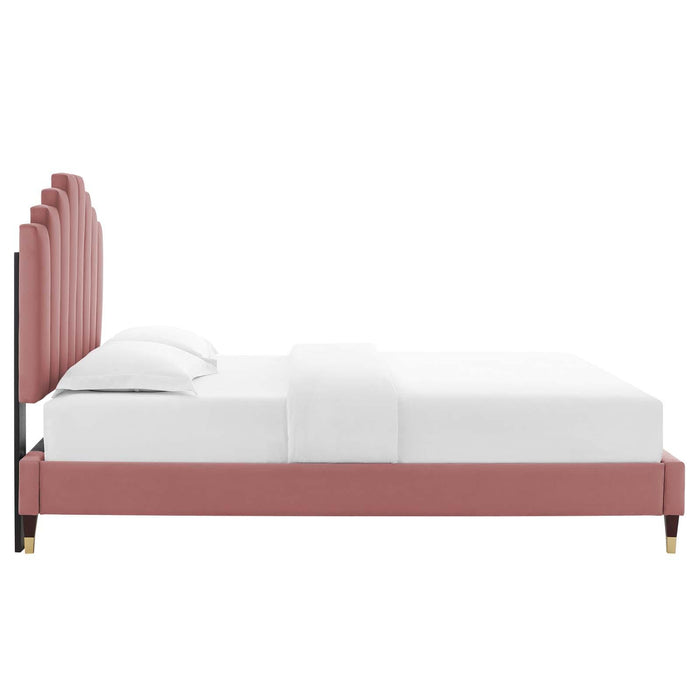 Elise King Performance Velvet Platform Bed