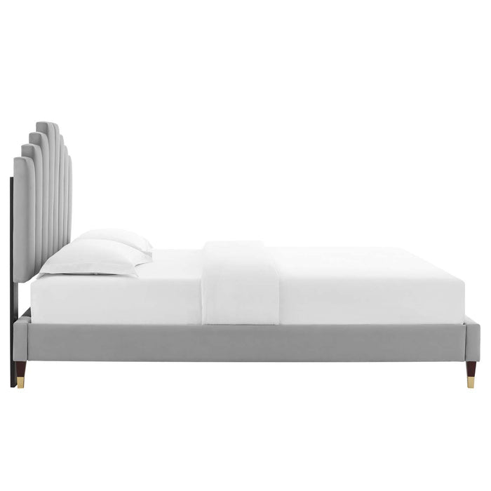 Elise King Performance Velvet Platform Bed