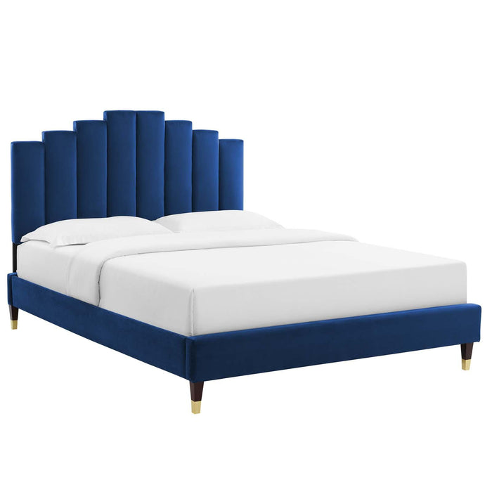 Elise Full Performance Velvet Platform Bed