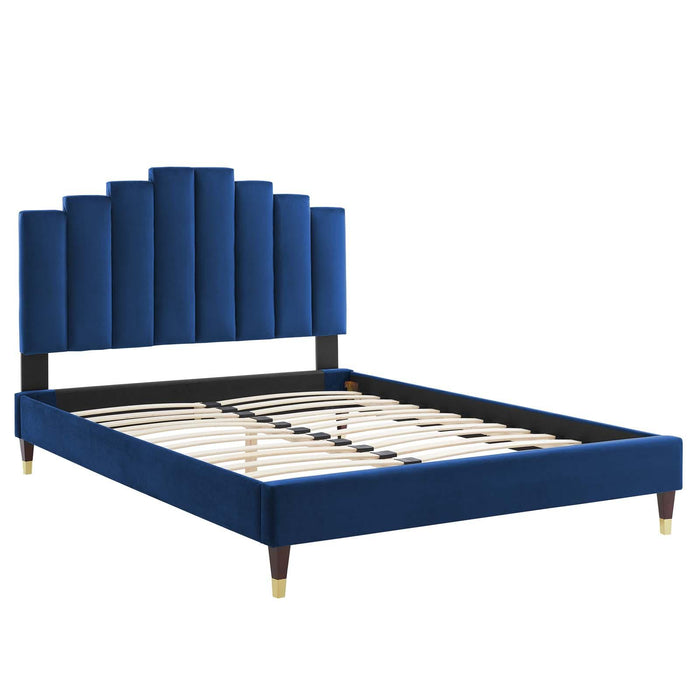 Elise Queen Performance Velvet Platform Bed