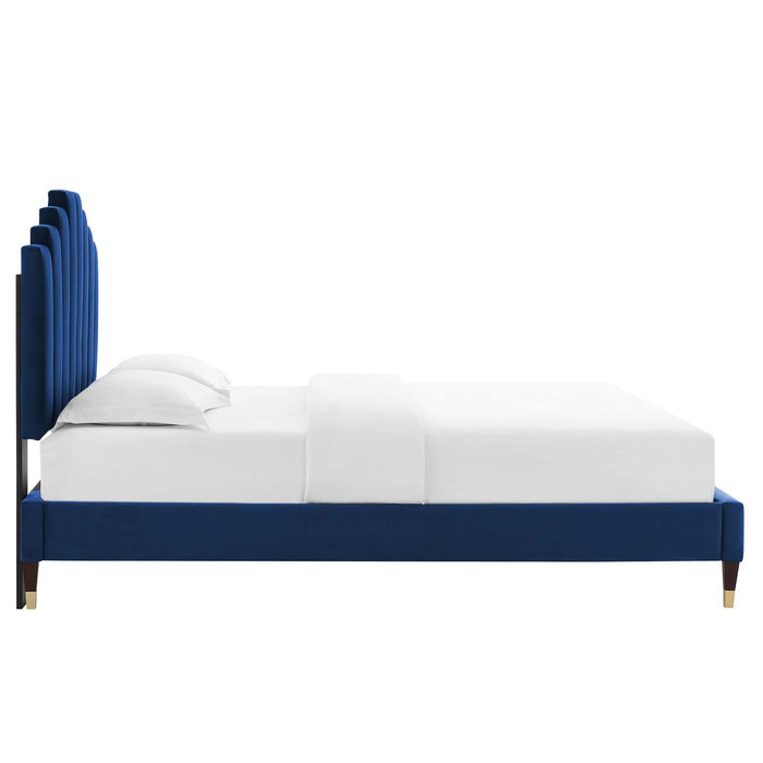 Elise Full Performance Velvet Platform Bed