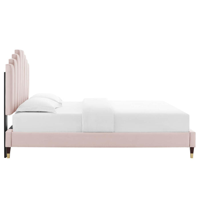 Elise Twin Performance Velvet Platform Bed